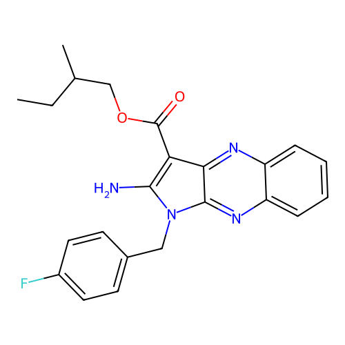 2-methylbutyl 2-amino-1-(4-fluorobenzyl)-1H-pyrrolo[2,3-b]quinoxaline-3-carboxylate structure