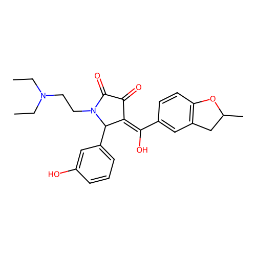 1-(2-diethylaminoethyl)-4-[hydroxy-(2-methyl-2,3-dihydro-1-benzofuran-5-yl)methylidene]-5-(3-hydroxyphenyl)pyrrolidine-2,3-dione structure