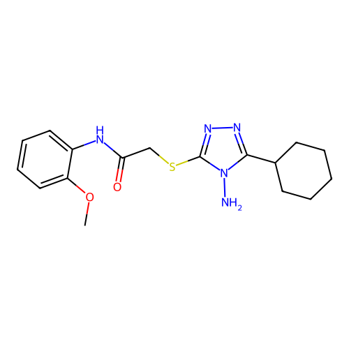 2-((4-amino-5-cyclohexyl-4H-1,2,4-triazol-3-yl)thio)-N-(2-methoxyphenyl)acetamide structure