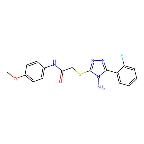 2-[4-amino-5-(2-fluorophenyl)(1,2,4-triazol-3-ylthio)]-N-(4-methoxyphenyl)acet amide structure