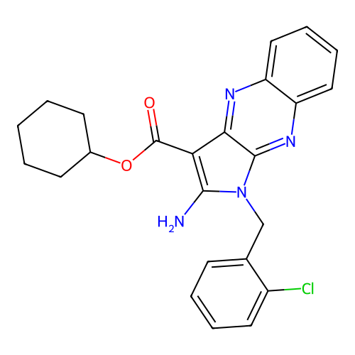 cyclohexyl 2-amino-1-(2-chlorobenzyl)-1H-pyrrolo[2,3-b]quinoxaline-3-carboxylate structure