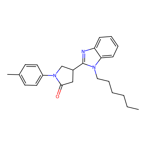 4-(1-hexyl-1H-benzimidazol-2-yl)-1-(4-methylphenyl)pyrrolidin-2-one structure