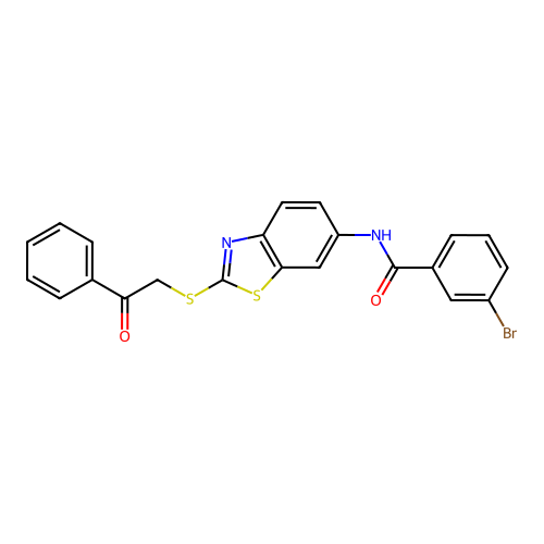 3-bromo-N-{2-[(2-oxo-2-phenylethyl)sulfanyl]-1,3-benzothiazol-6-yl}benzamide structure