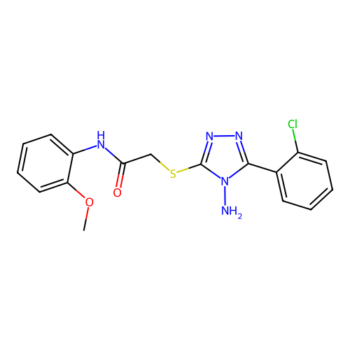 2-((4-amino-5-(2-chlorophenyl)-4H-1,2,4-triazol-3-yl)thio)-N-(2-methoxyphenyl)acetamide structure