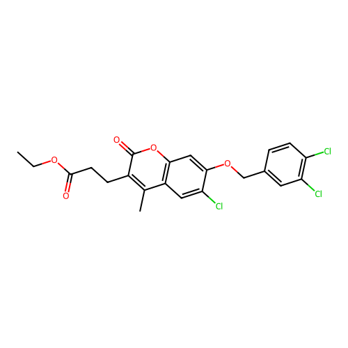 ethyl 3-{6-chloro-7-[(3,4-dichlorobenzyl)oxy]-4-methyl-2-oxo-2H-chromen-3-yl}propanoate structure