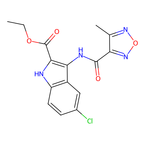 5-Chloro-3-[(4-methyl-furazan-3-carbonyl)-amino]-1H-indole-2-carboxylic acid ethyl ester structure
