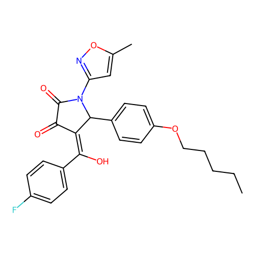 4-(4-fluorobenzoyl)-3-hydroxy-1-(5-methyl-1,2-oxazol-3-yl)-5-[4-(pentyloxy)phenyl]-2,5-dihydro-1H-pyrrol-2-one structure