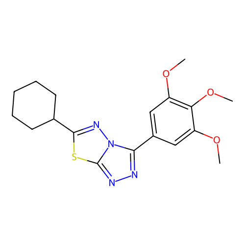 6-Cyclohexyl-3-(3,4,5-trimethoxyphenyl)-[1,2,4]triazolo[3,4-b][1,3,4]thiadiazole structure