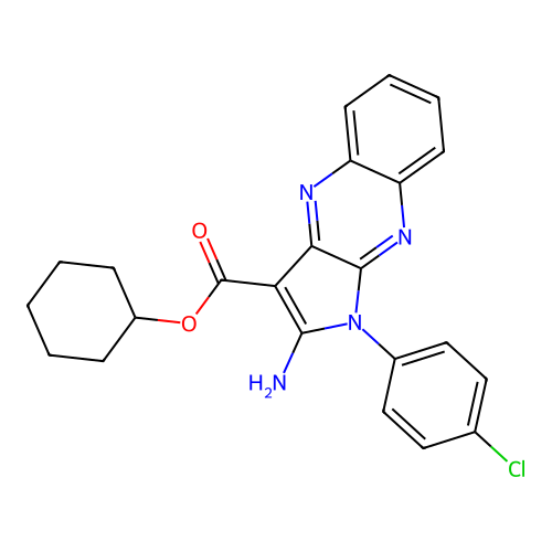 cyclohexyl 2-amino-1-(4-chlorophenyl)-1H-pyrrolo[2,3-b]quinoxaline-3-carboxylate structure
