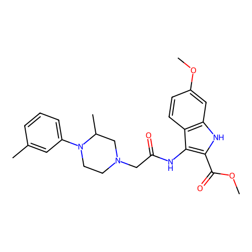 methyl 6-methoxy-3-({[3-methyl-4-(3-methylphenyl)piperazin-1-yl]acetyl}amino)-1H-indole-2-carboxylate structure