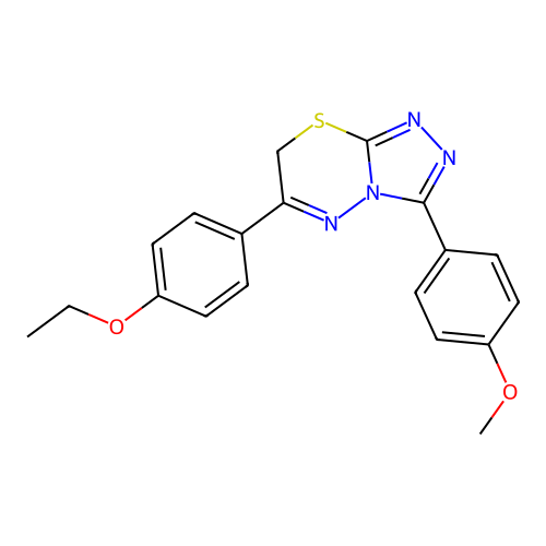 6-(4-ethoxyphenyl)-3-(4-methoxyphenyl)-7H-[1,2,4]triazolo[3,4-b][1,3,4]thiadiazine structure