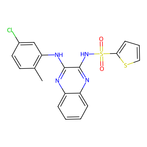 N-(3-((5-chloro-2-methylphenyl)amino)quinoxalin-2-yl)thiophene-2-sulfonamide structure