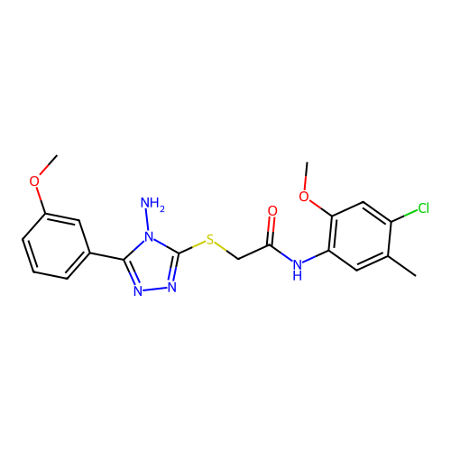 2-[4-amino-5-(3-methoxyphenyl)(1,2,4-triazol-3-ylthio)]-N-(4-chloro-2-methoxy-5-methylphenyl)acetamide structure