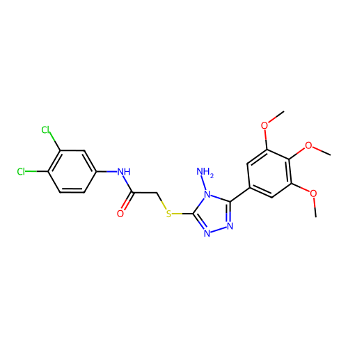2-[4-amino-5-(3,4,5-trimethoxyphenyl)(1,2,4-triazol-3-ylthio)]-N-(3,4-dichloro phenyl)acetamide structure