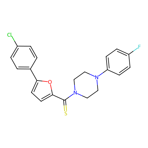 (5-(4-Chlorophenyl)furan-2-yl)(4-(4-fluorophenyl)piperazin-1-yl)methanethione structure
