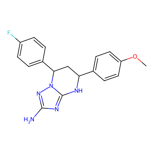 7-(4-fluorophenyl)-5-(4-methoxyphenyl)-1,5,6,7-tetrahydro-[1,2,4]triazolo[1,5-a]pyrimidin-2-amine structure