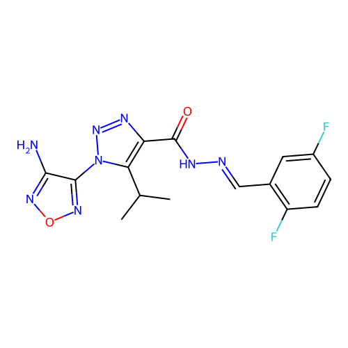 (E)-1-(4-amino-1,2,5-oxadiazol-3-yl)-N'-(2,5-difluorobenzylidene)-5-isopropyl-1H-1,2,3-triazole-4-carbohydrazide structure