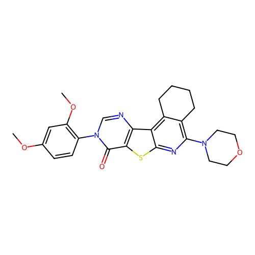 9-(2,4-Dimethoxy-phenyl)-5-morpholin-4-yl-1,2,3,4-tetrahydro-9H-7-thia-6,9,11-triaza-benzo[c]fluoren-8- one structure