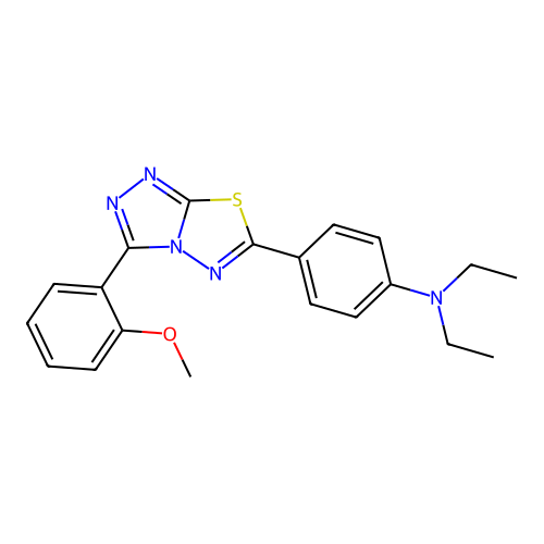 N,N-diethyl-4-[3-(2-methoxyphenyl)-[1,2,4]triazolo[3,4-b][1,3,4]thiadiazol-6-yl]aniline structure