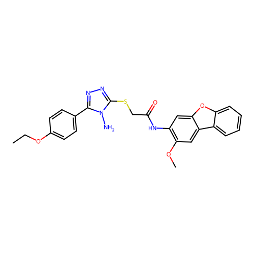 2-{[4-amino-5-(4-ethoxyphenyl)-4H-1,2,4-triazol-3-yl]sulfanyl}-N-(2-methoxydibenzo[b,d]furan-3-yl)acetamide structure