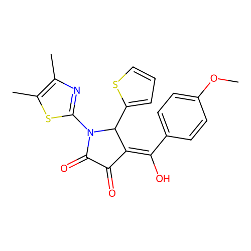 1-(4,5-dimethyl-1,3-thiazol-2-yl)-3-hydroxy-4-(4-methoxybenzoyl)-5-(thiophen-2-yl)-2,5-dihydro-1H-pyrrol-2-one structure