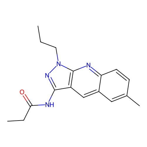 N-(6-methyl-1-propylpyrazolo[3,4-b]quinolin-3-yl)propanamide structure