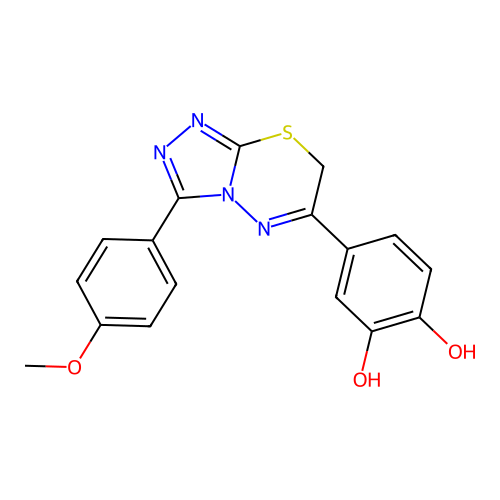 4-[3-(4-methoxyphenyl)-7H-[1,2,4]triazolo[3,4-b][1,3,4]thiadiazin-6-yl]benzene-1,2-diol structure