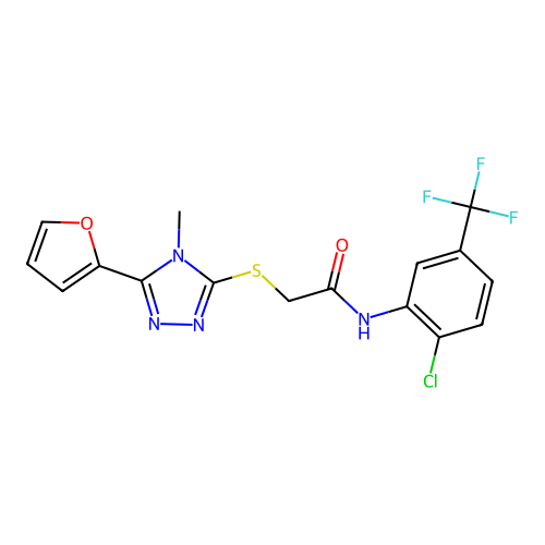 N-[2-chloro-5-(trifluoromethyl)phenyl]-2-{[5-(furan-2-yl)-4-methyl-4H-1,2,4-triazol-3-yl]sulfanyl}acetamide structure