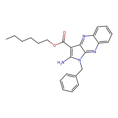 hexyl 2-amino-1-benzyl-1H-pyrrolo[2,3-b]quinoxaline-3-carboxylate structure