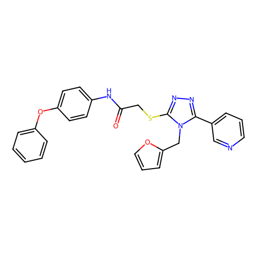 2-{[4-(furan-2-ylmethyl)-5-(pyridin-3-yl)-4H-1,2,4-triazol-3-yl]sulfanyl}-N-(4-phenoxyphenyl)acetamide structure