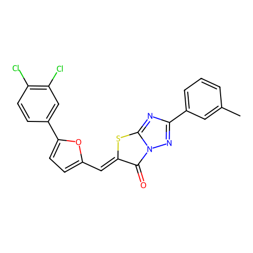 (5Z)-5-[[5-(3,4-dichlorophenyl)furan-2-yl]methylidene]-2-(3-methylphenyl)-[1,3]thiazolo[3,2-b][1,2,4]triazol-6-one structure