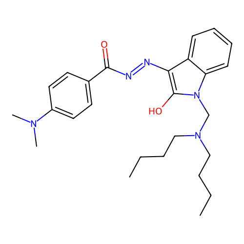 (Z)-N'-(1-((dibutylamino)methyl)-2-oxoindolin-3-ylidene)-4-(dimethylamino)benzohydrazide structure