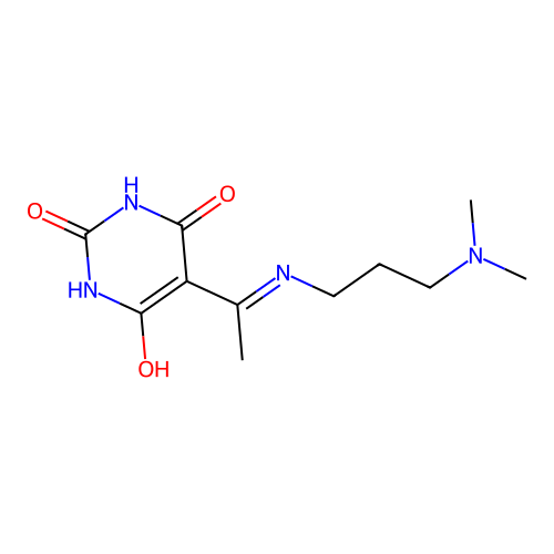 5-[1-(3-dimethylaminopropylamino)ethylidene]-1,3-diazinane-2,4,6-trione structure