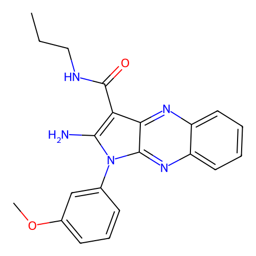 2-amino-1-(3-methoxyphenyl)-N-propyl-1H-pyrrolo[2,3-b]quinoxaline-3-carboxamide structure