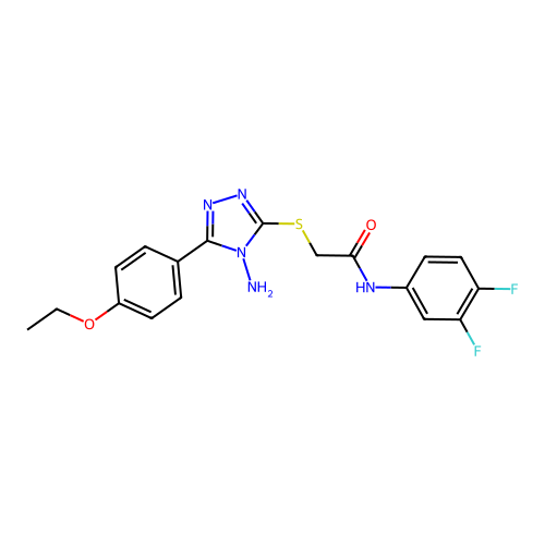 2-[4-amino-5-(4-ethoxyphenyl)(1,2,4-triazol-3-ylthio)]-N-(3,4-difluorophenyl)a cetamide structure