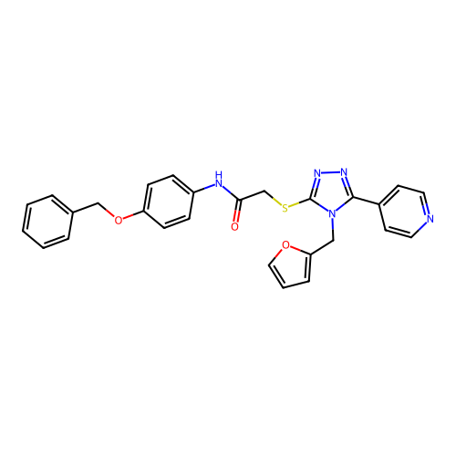 N-[4-(benzyloxy)phenyl]-2-{[4-(furan-2-ylmethyl)-5-(pyridin-4-yl)-4H-1,2,4-triazol-3-yl]sulfanyl}acetamide structure
