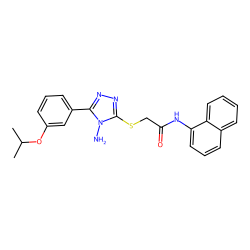 2-{4-amino-5-[3-(methylethoxy)phenyl](1,2,4-triazol-3-ylthio)}-N-naphthylaceta mide structure