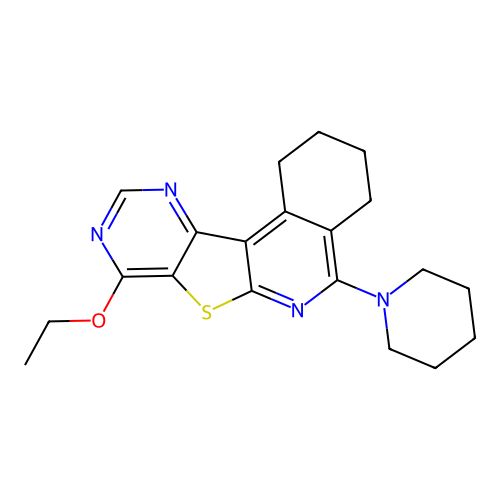 8-ethoxy-5-(piperidin-1-yl)-1,2,3,4-tetrahydropyrimido[4',5':4,5]thieno[2,3-c]isoquinoline structure