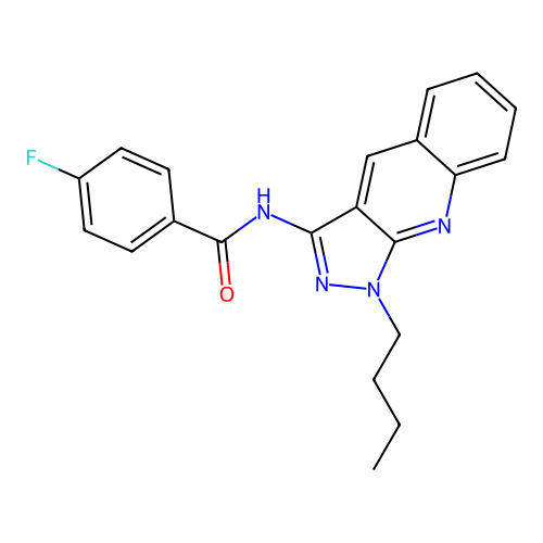 N-(1-butyl-1H-pyrazolo[3,4-b]quinolin-3-yl)-4-fluorobenzamide structure