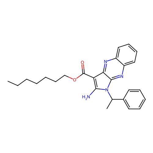 heptyl 2-amino-1-(1-phenylethyl)-1H-pyrrolo[2,3-b]quinoxaline-3-carboxylate structure