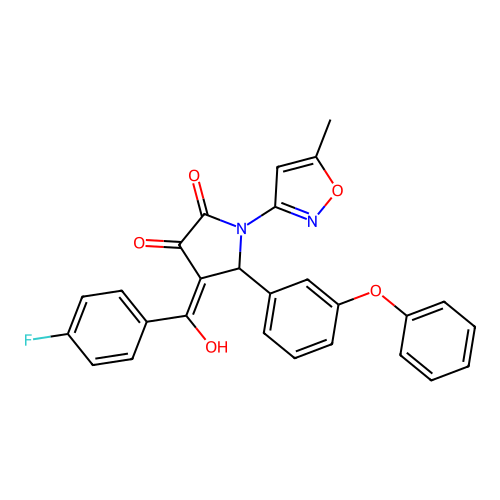 4-(4-fluorobenzoyl)-3-hydroxy-1-(5-methyl-1,2-oxazol-3-yl)-5-(3-phenoxyphenyl)-2,5-dihydro-1H-pyrrol-2-one structure