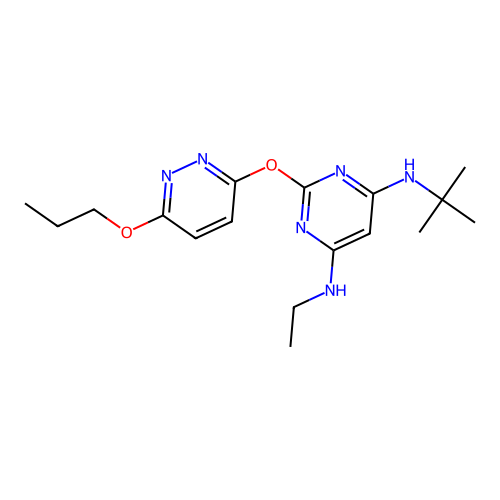N-tert-butyl-N'-ethyl-2-[(6-propoxypyridazin-3-yl)oxy]pyrimidine-4,6-diamine structure