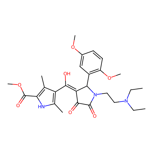 methyl 4-({1-[2-(diethylamino)ethyl]-2-(2,5-dimethoxyphenyl)-4-hydroxy-5-oxo(3 -pyrrolin-3-yl)}carbonyl)-3,5-dimethylpyrrole-2-carboxylate structure