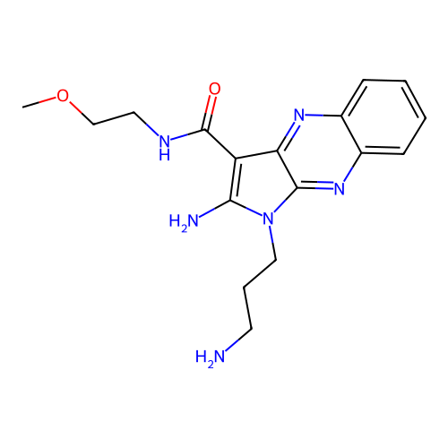 2-amino-1-(3-aminopropyl)-N-(2-methoxyethyl)-1H-pyrrolo[2,3-b]quinoxaline-3-carboxamide structure