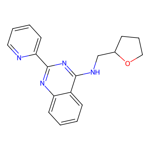 2-(2-pyridyl)-N-(tetrahydrofuran-2-ylmethyl)quinazolin-4-amine structure