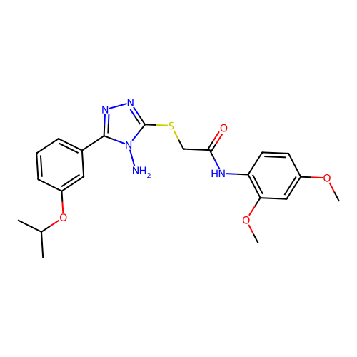 2-({4-amino-5-[3-(propan-2-yloxy)phenyl]-4H-1,2,4-triazol-3-yl}sulfanyl)-N-(2,4-dimethoxyphenyl)acetamide structure