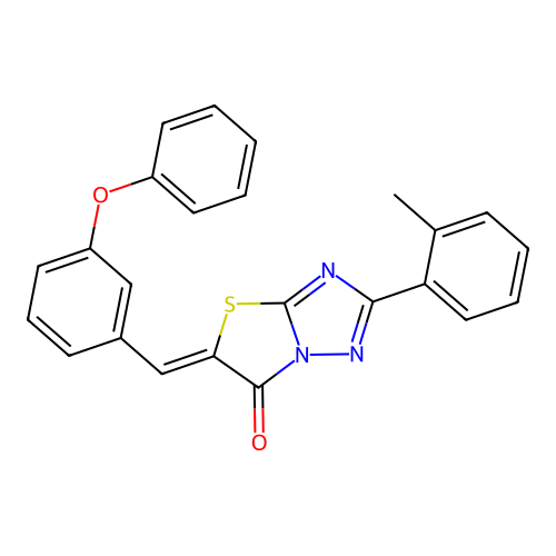 (5Z)-2-(2-methylphenyl)-5-(3-phenoxybenzylidene)[1,3]thiazolo[3,2-b][1,2,4]triazol-6(5H)-one structure