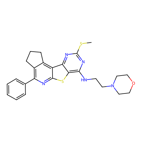9-(methylsulfanyl)-N-[2-(morpholin-4-yl)ethyl]-4-phenyl-2,3-dihydro-1H-cyclopenta[4',5']pyrido[3',2':4,5]thieno[3,2-d]pyrimidin-7-amine structure