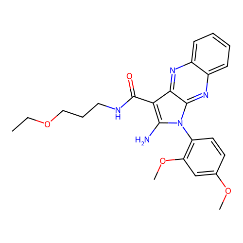 2-amino-1-(2,4-dimethoxyphenyl)-N-(3-ethoxypropyl)-1H-pyrrolo[2,3-b]quinoxaline-3-carboxamide structure