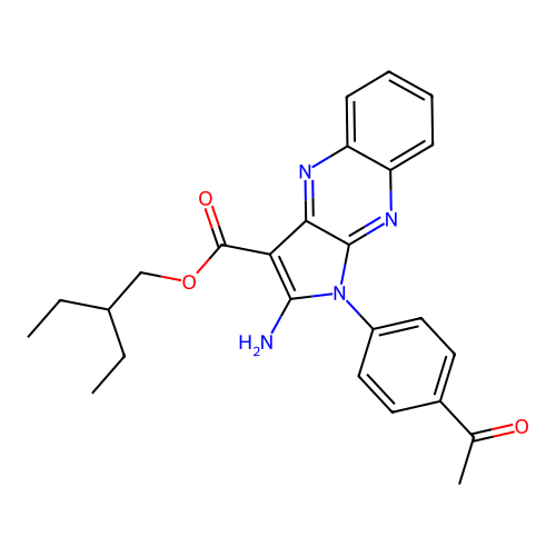 2-ethylbutyl 1-(4-acetylphenyl)-2-amino-1H-pyrrolo[2,3-b]quinoxaline-3-carboxylate structure